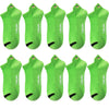 A set of bright lime green ankle boat socks with a subtle textured pattern.