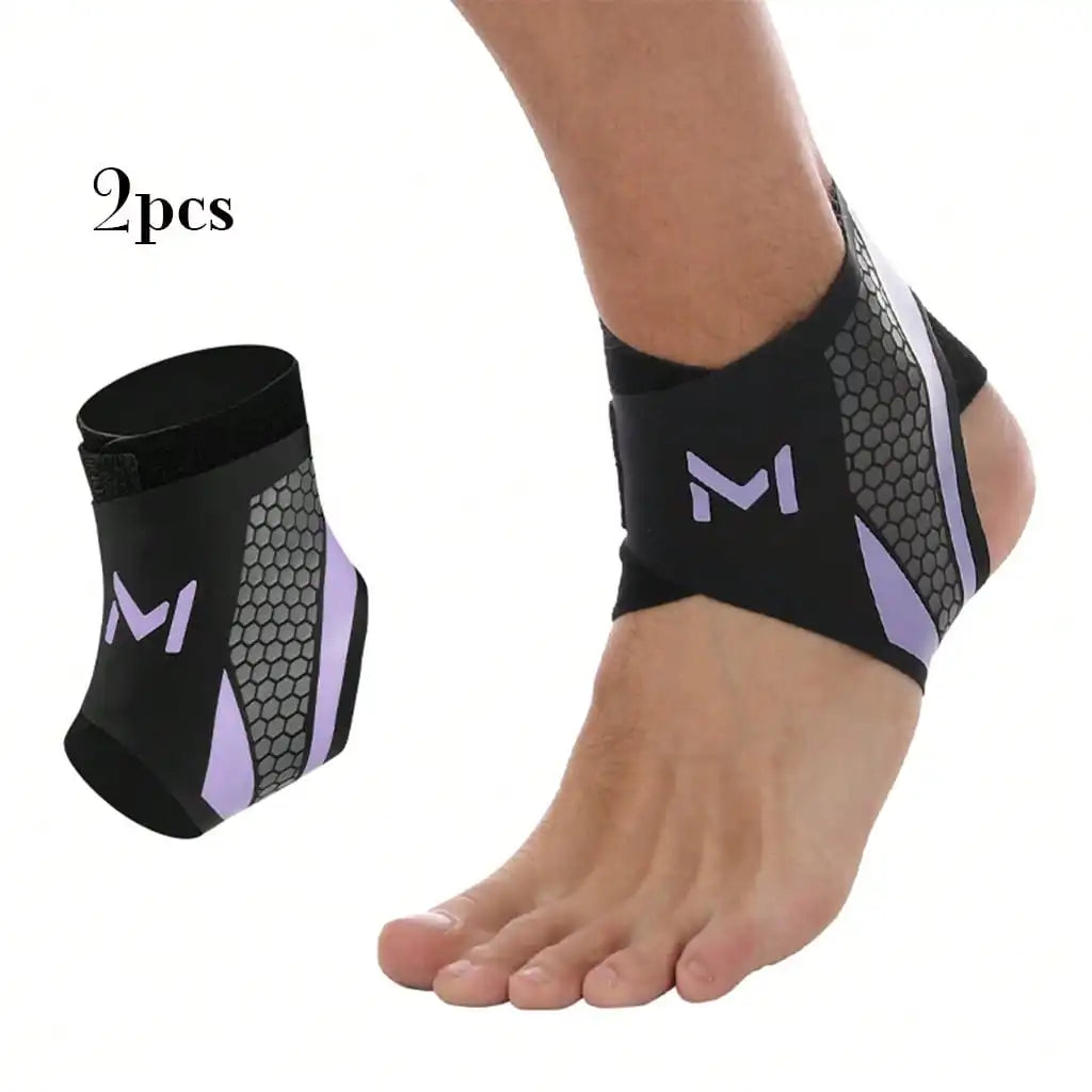Two black compression ankle support foot sleeves worn on a person's ankle.