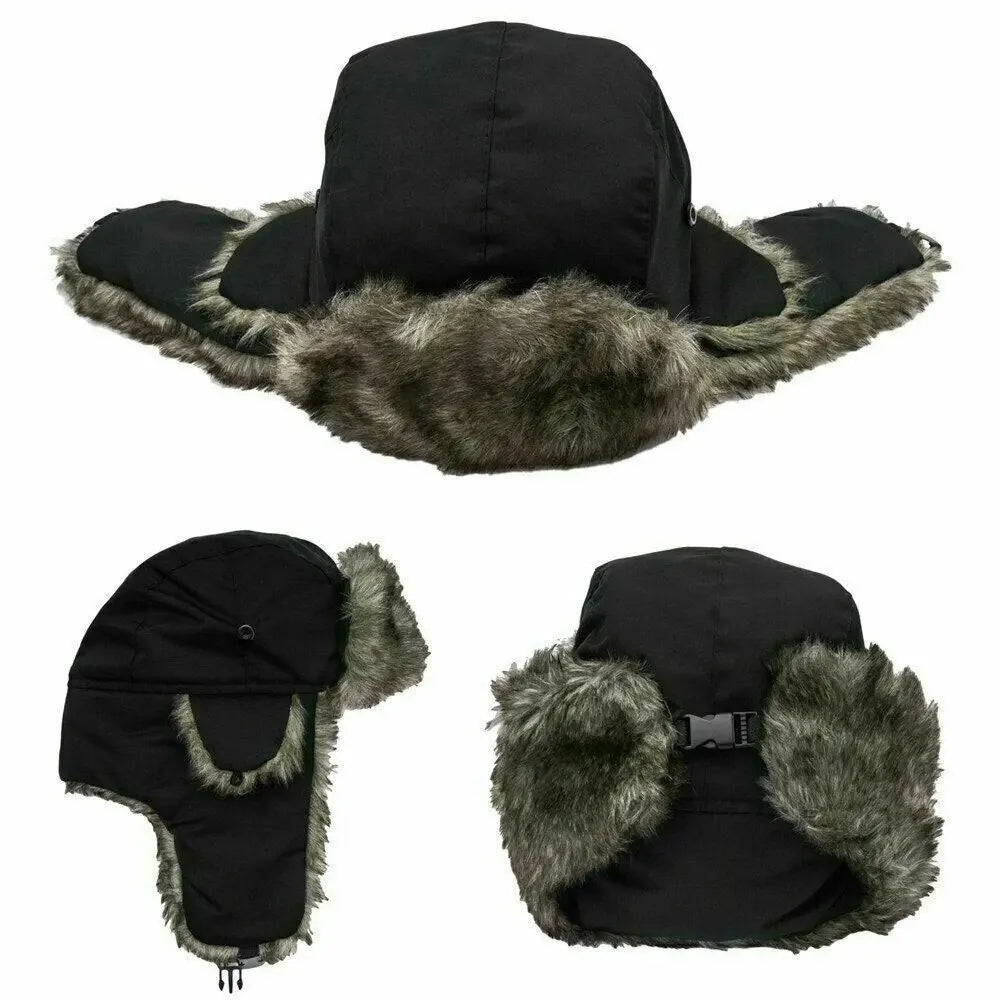 Men's Winter Trapper Hat with Faux Fur Ear Flaps