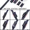 A set of universal car wiper blades and replacement interface components for one-step installation.
