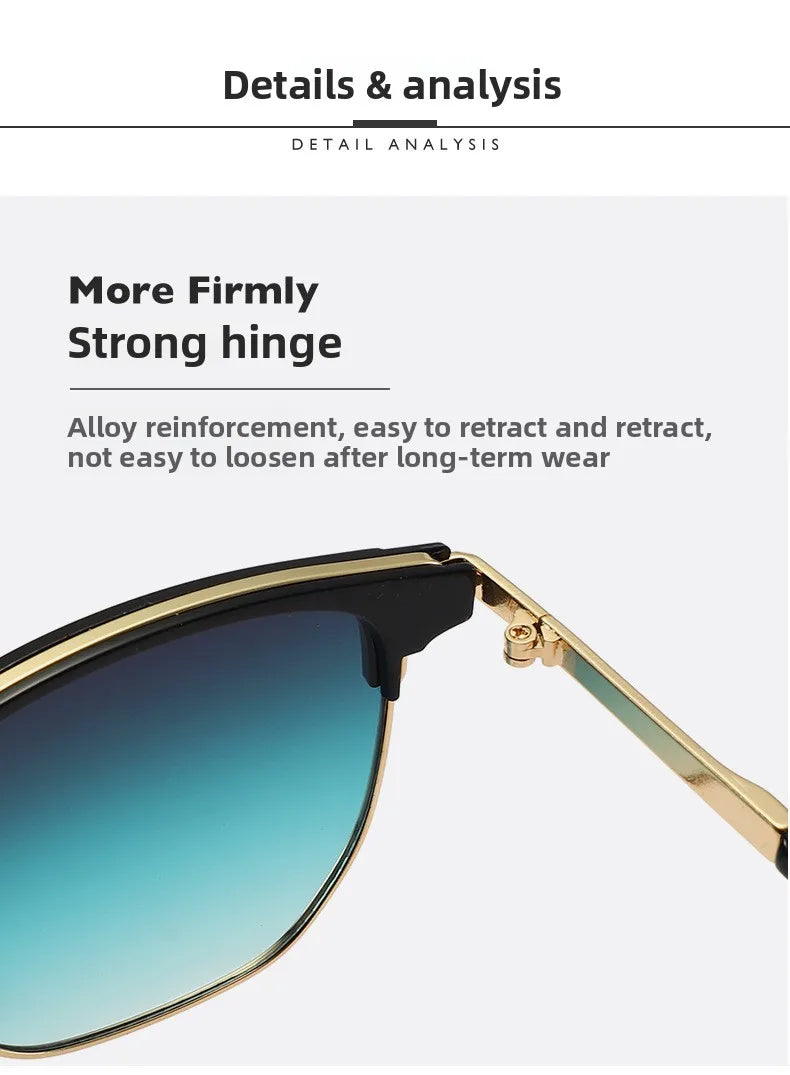 Vintage Half-Frame Sunglasses with UV400 Protection