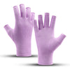A pair of lavender fingerless compression gloves shown against a white background.