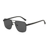 Classic square aviator sunglasses with black frames and dark lenses