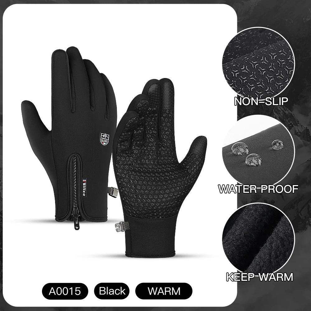 Gants noirs imperméables pour le vélo et la conduite, avec adhérence antidérapante et protection contre l'eau