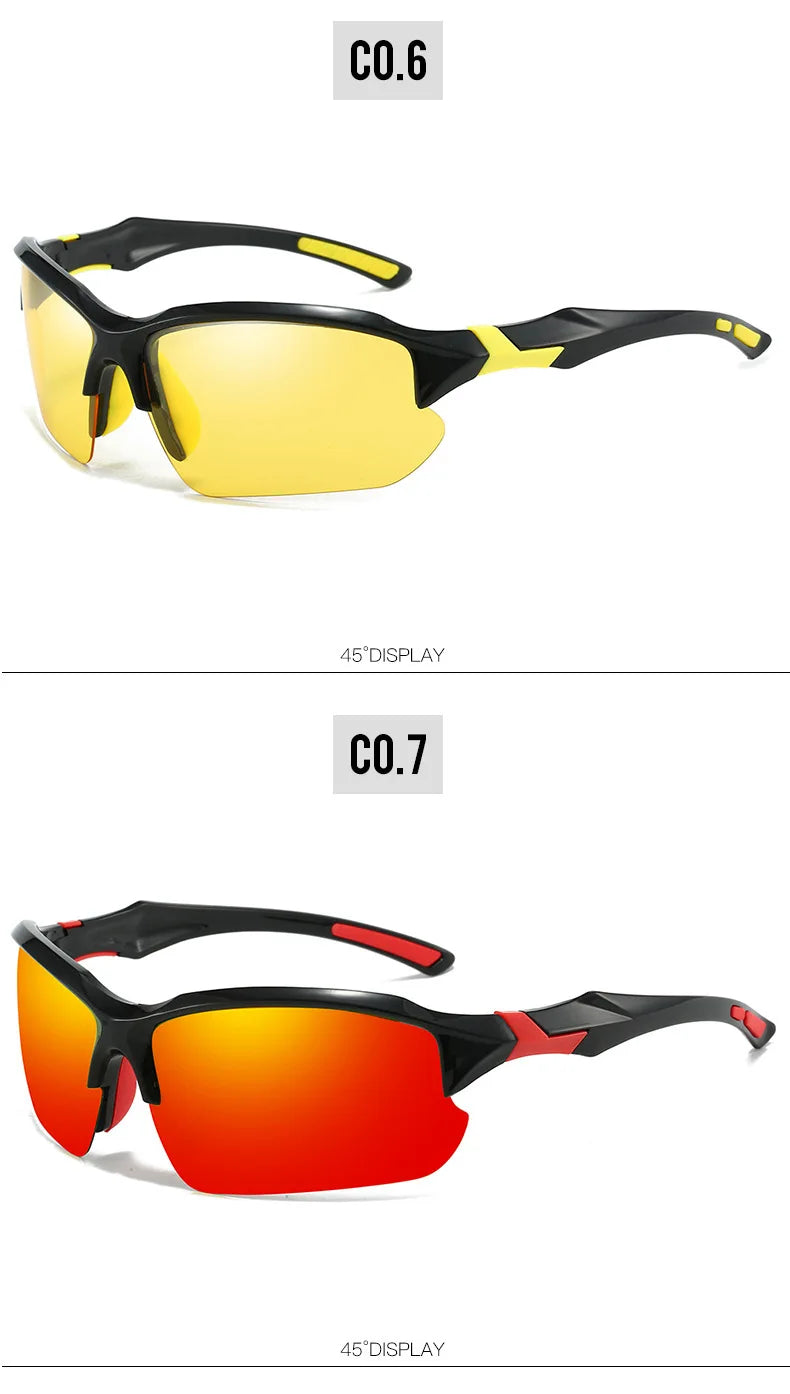 Polarized Half-Frame Sport Sunglasses with Anti-Glare Lenses