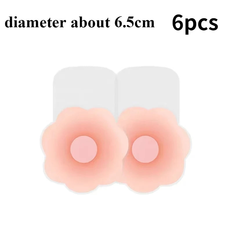 Six cache-lèvres en silicone rose réutilisables pour soutien-gorge.