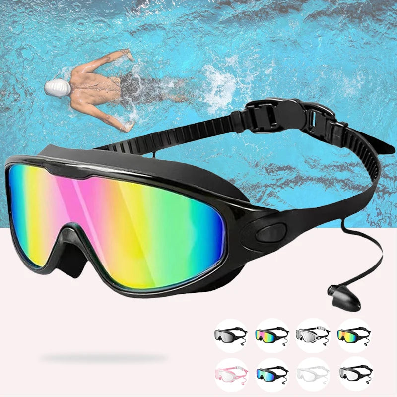 Colorful Anti-Fog Swimming Goggles with UV400 Protection and Silicone Frame