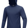 Dunkelblaue, langärmelige UV-Schutz-Hoodie für Herren.