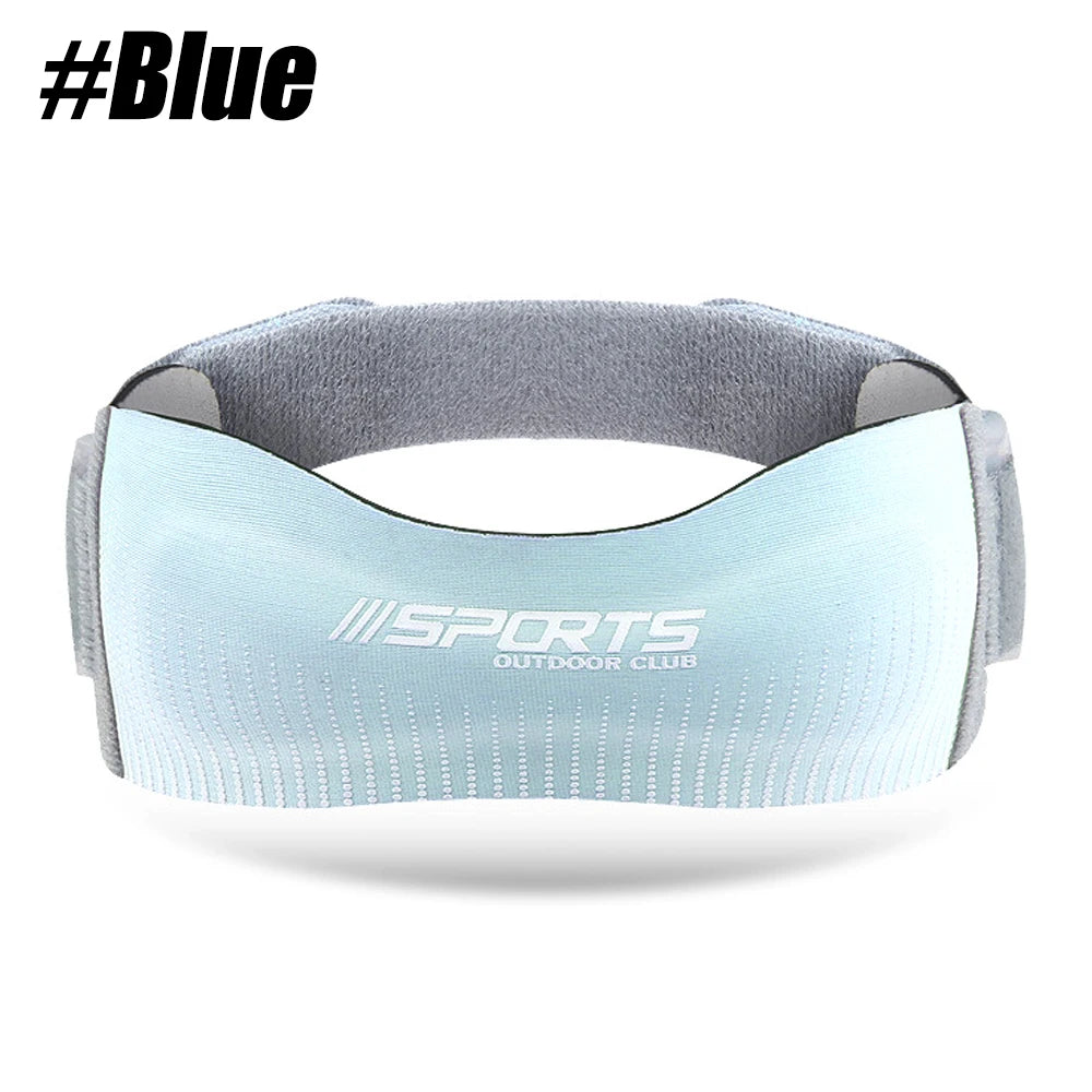 Light blue adjustable strap for patellar tendon support, shown against a white background.