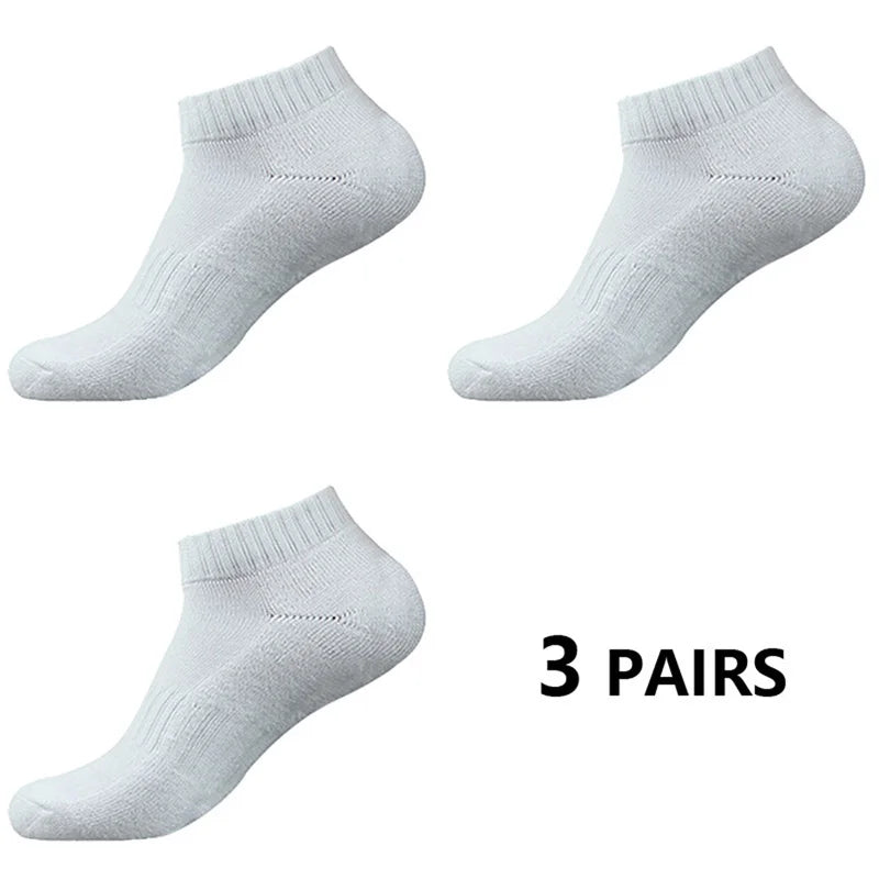 Tres pares de calcetines deportivos de algodón gris claro para hombre y mujer