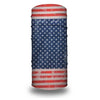 A rolled tube of fabric featuring the design of the American flag.