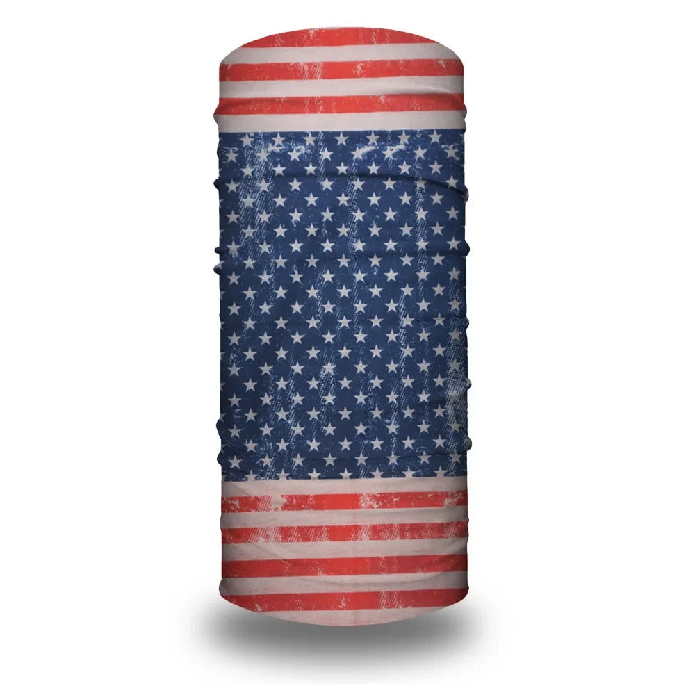 A rolled tube of fabric featuring the design of the American flag.