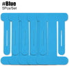 A set of five blue kinesiology support tapes for joint relief.