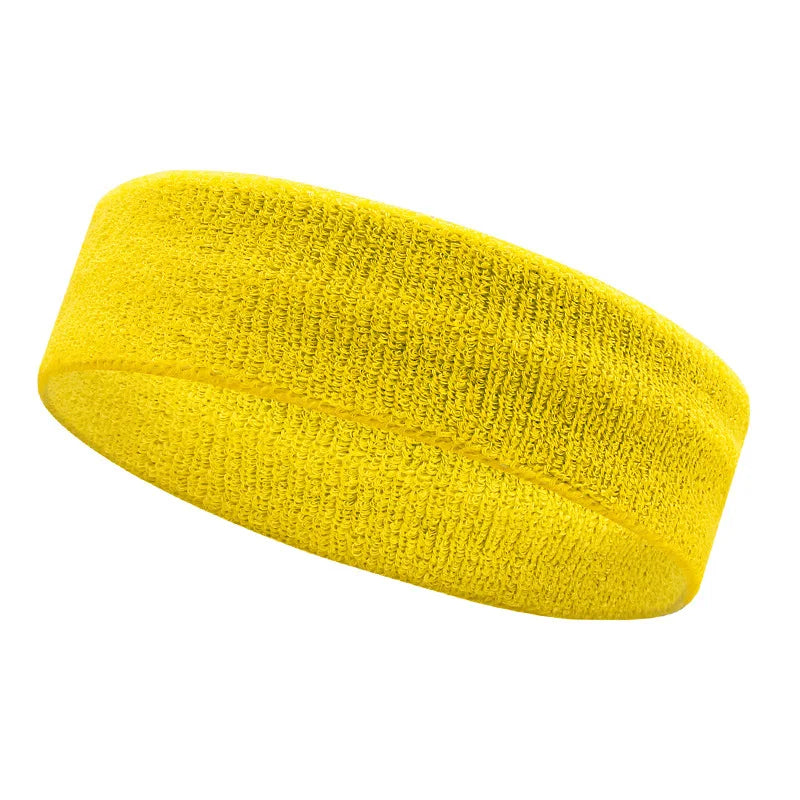 Yellow moisture-wicking athletic headband rolled up