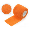 Roll of orange self-adhesive elastic bandage tape with a circular swatch shown next to it.