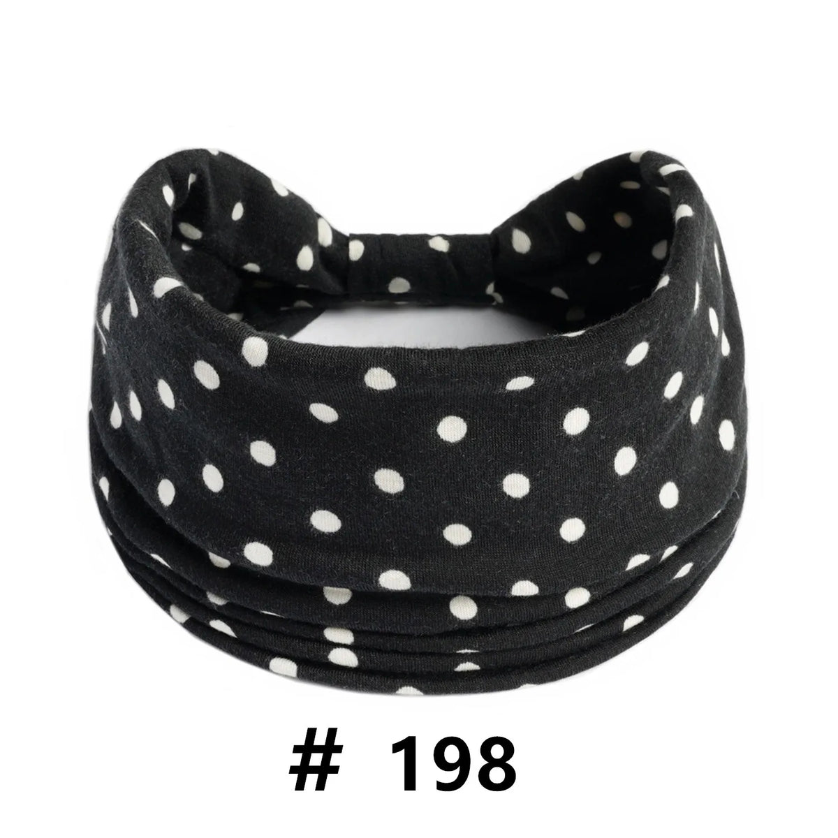 Black polka dot knotted headband for yoga and workout