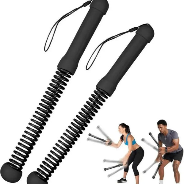 A black quiet weighted battle rope for home and outdoor fitness exercise.