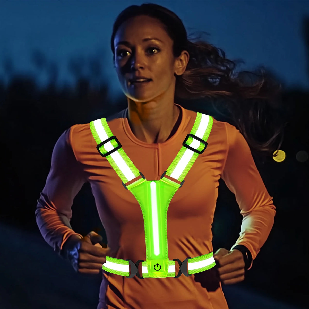LED Reflective Running Vest with USB Rechargeable Lights
