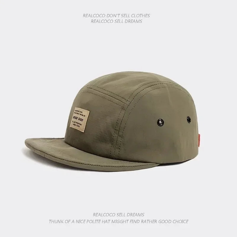 Quick-Dry 5-Panel Baseball Cap with Adjustable Strap