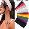A model wearing a pink anti-slip elastic headband and sunglasses, next to a palette of 12 random colored headbands.