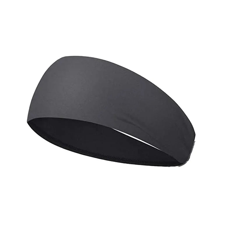 Black stretch sports headband shown from the side.