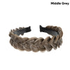 Middle grey bohemian style braided hair accessory featuring dark black elastic bands