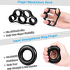 Schwarze Fingerwiderstandsbänder und Ringe zur Kräftigung und Flexibilität der Hand