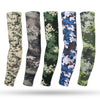 Five arm sleeves in various camouflage patterns, including green, brown, and blue tones.