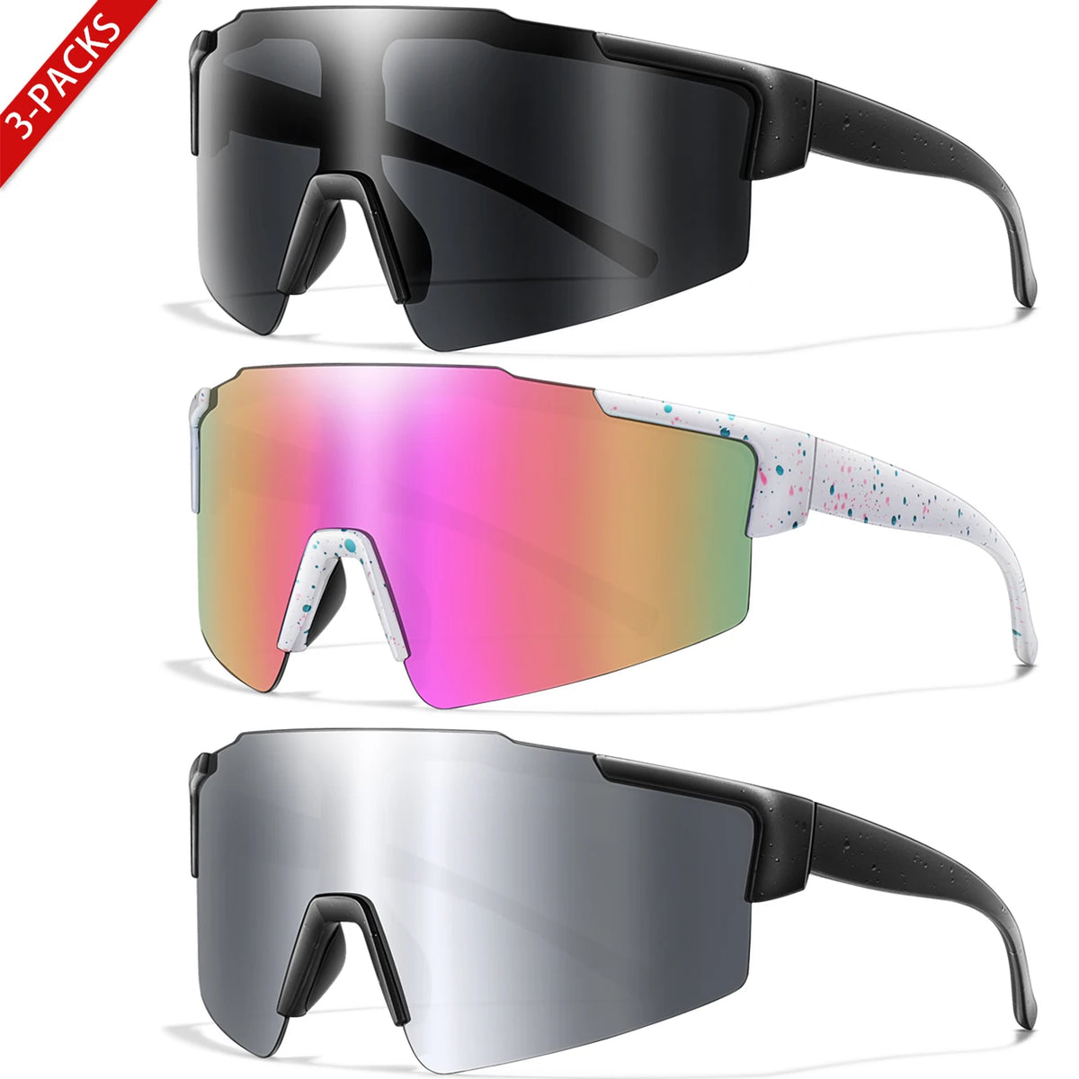 UV400 Polarized Sports Sunglasses (3-Pack)