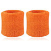 Deux bracelets de sport tricotés orange affichés côte à côte.