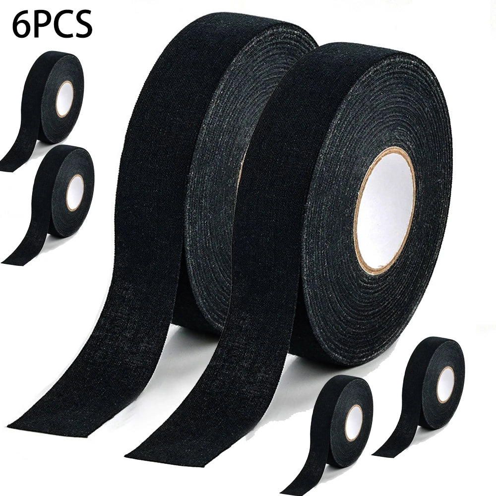 Sechs Rollen schwarzes Sportsgrip-Tape für Stöcke und Schläger