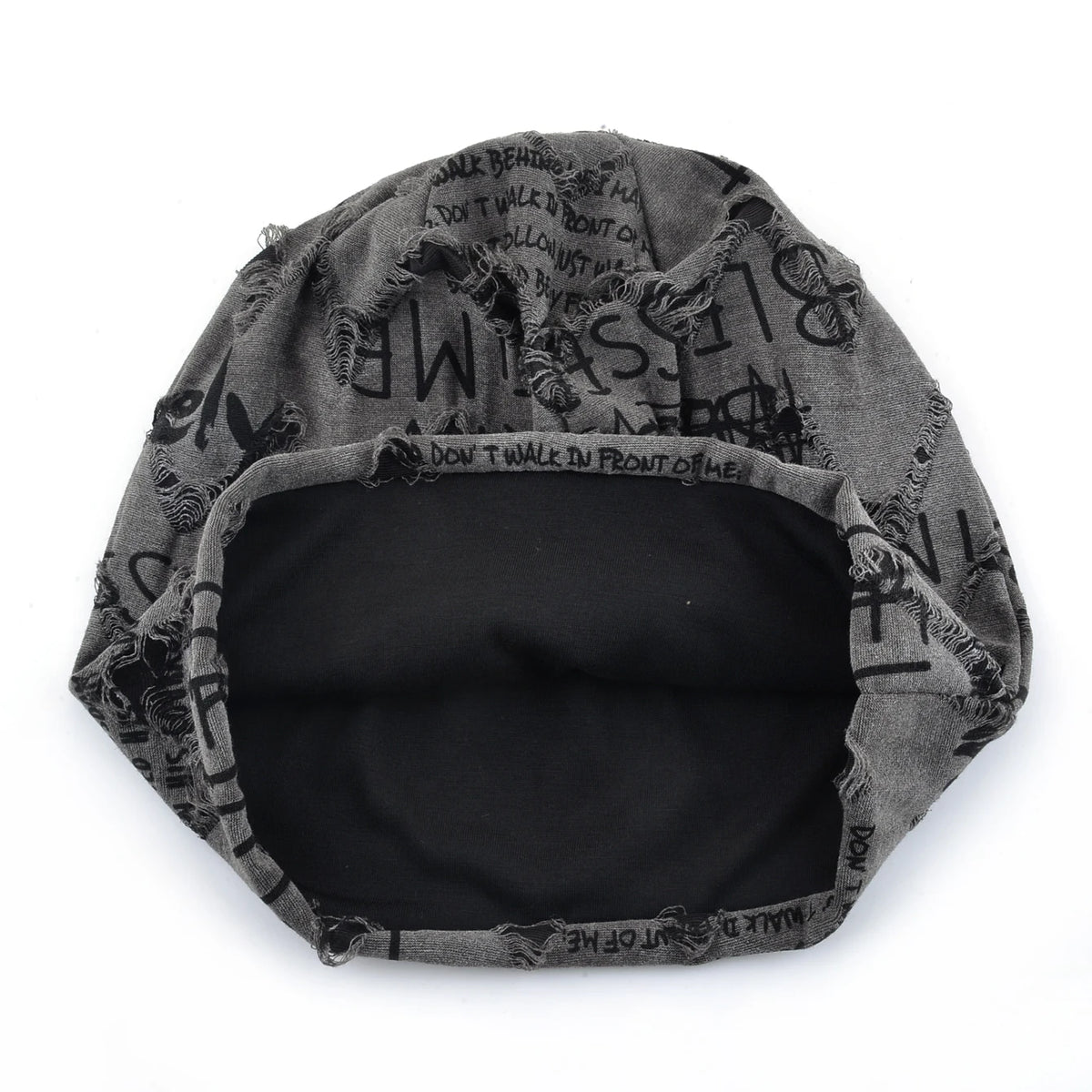 Vintage Letter Print Beanie Hat with Fleece Lining
