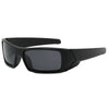 Black polarized cycling and driving sunglasses viewed from the side.