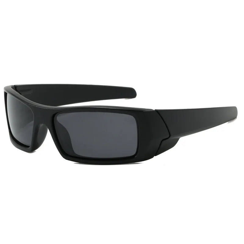 Black polarized cycling and driving sunglasses viewed from the side.