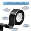 Roll of black self-fusing silicone tape highlighting waterproof, electrical insulation, temperature resistance, and high elas