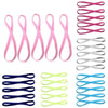 A pack of five elastic silicone sports headbands in various colors including pink, gray, blue, and lime green.