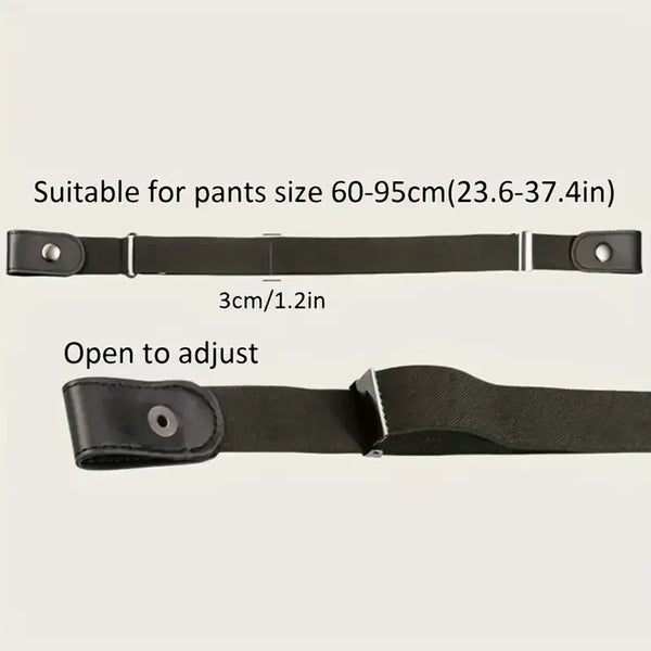 Black invisible stretch elastic belt suitable for pants size 60-95cm