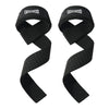 A pair of black Gounod heavy-duty weightlifting wrist straps shown against a white background.