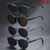 A stack of four pairs of brown tortoiseshell retro round sunglasses
