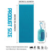 A vertical blue silica gel cooling towel measuring 30cm or 11.81 inches long.