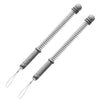 A pair of adjustable ropeless battle ropes with gray handles and silver cords.