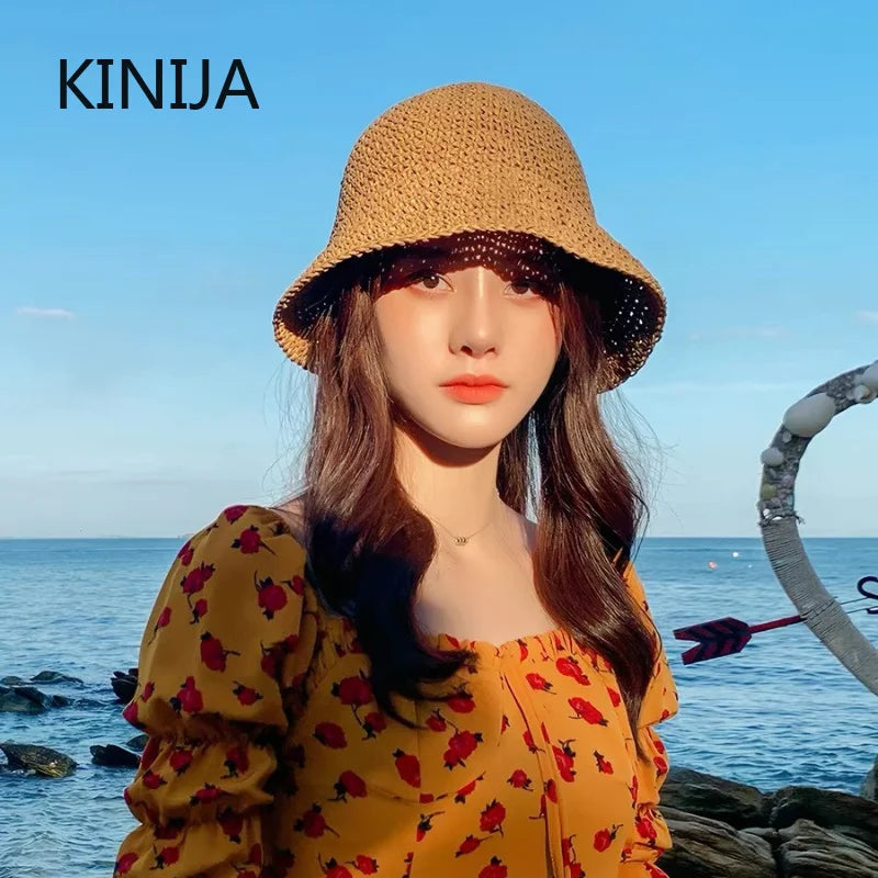 Handwoven Straw Sun Hat with Wide Brim