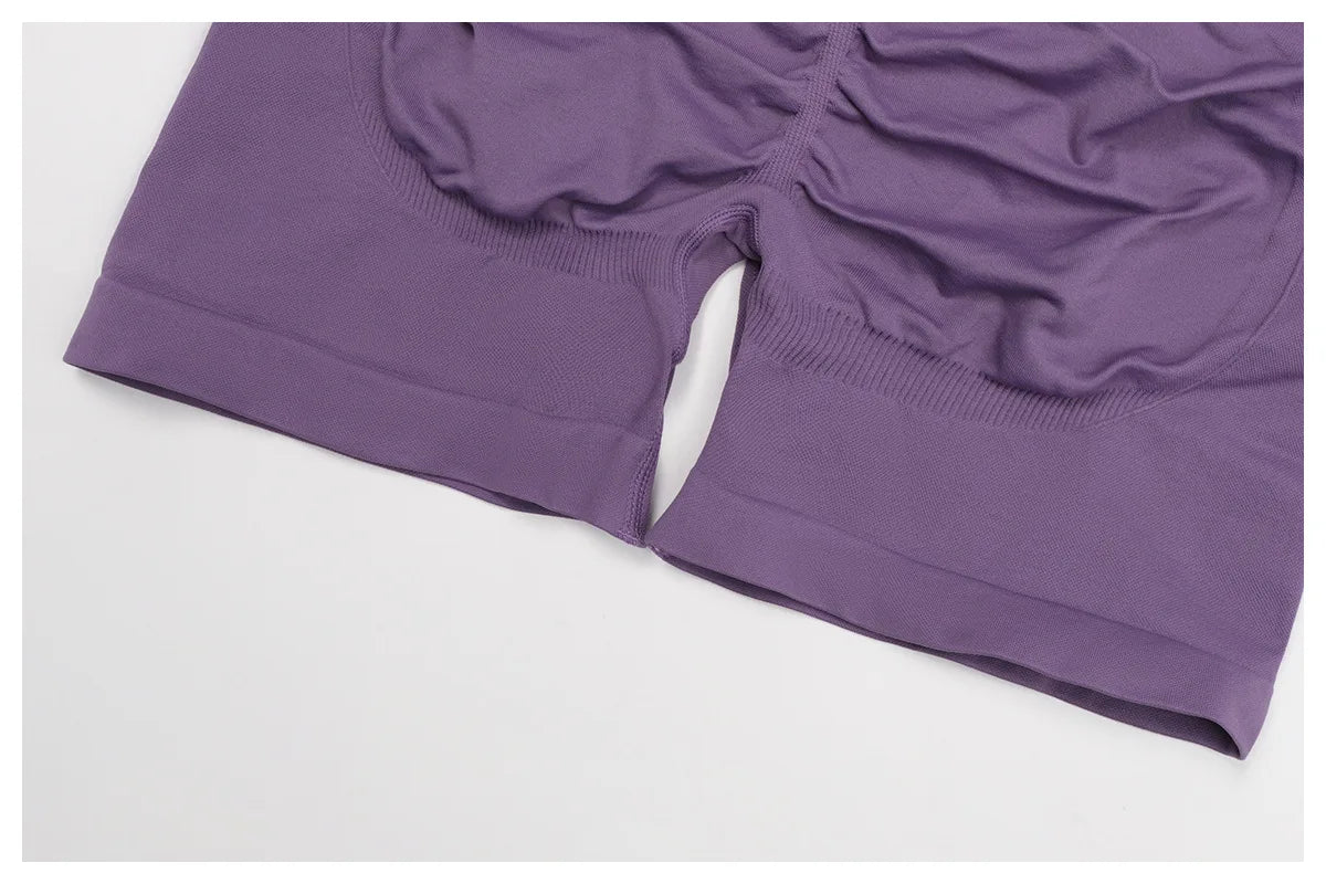 Lila, nahtlose Sport-Yoga-Set für Damen, frontale Ansicht