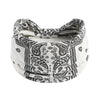 Weißes Baumwoll-Yoga-Headband mit schwarzem Paisley- und Blumenmuster