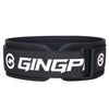 Black adjustable fitness lifting belt with the GINGP logo