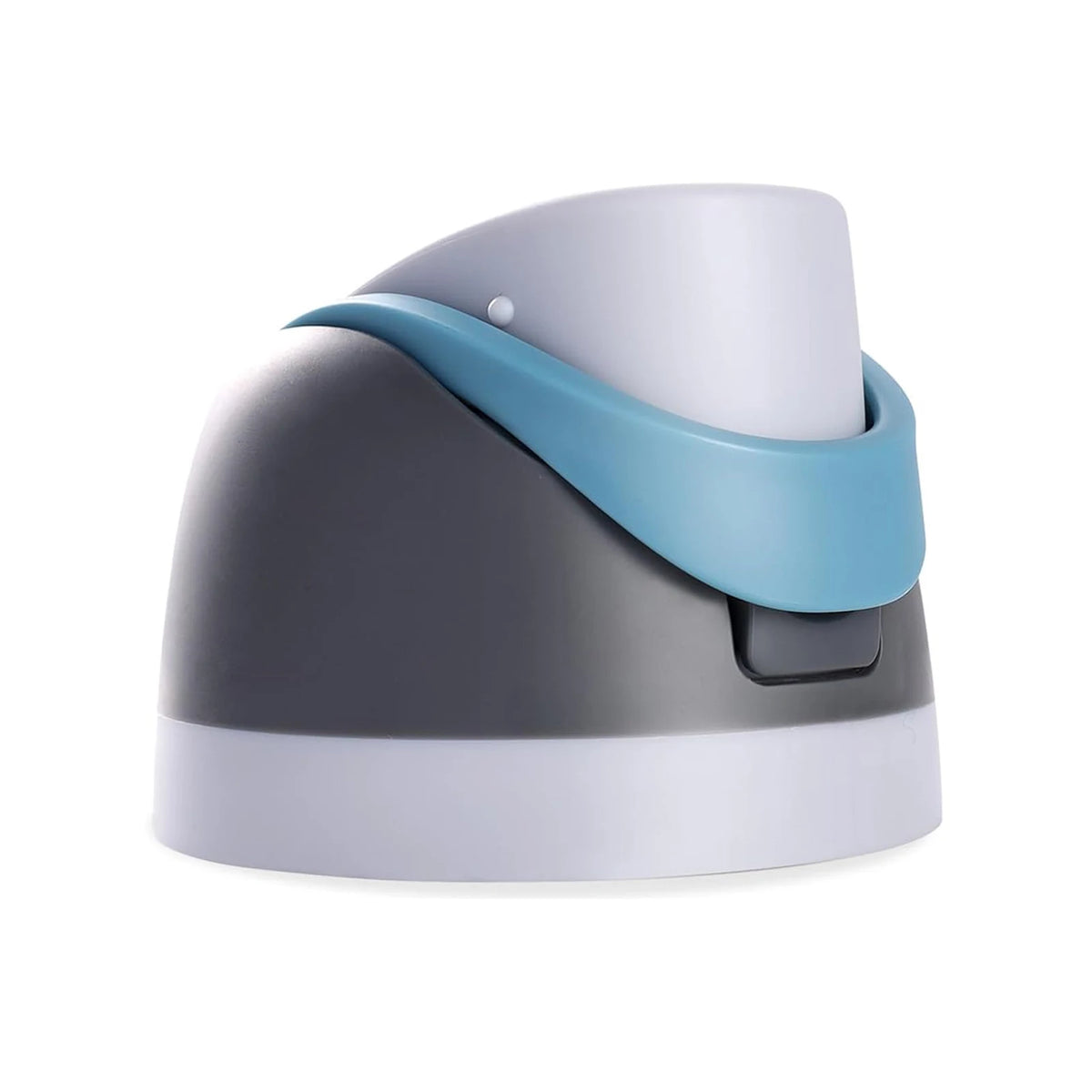 A leakproof replacement lid for a water bottle, featuring a gray and light blue design.