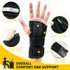 Black elastic wrist splint with aluminum bar support for finger mobility and comfort