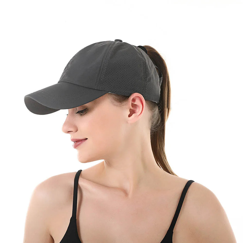 Women's Quick-Dry Mesh Baseball Cap with Ponytail Opening