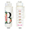 Front and back views of a white insulated straw tumbler for hydration