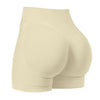 Short de yoga sans couture beige taille haute, vue de dos.